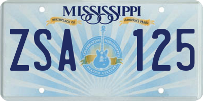MS license plate ZSA125