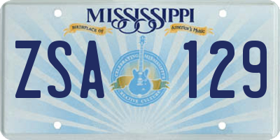 MS license plate ZSA129