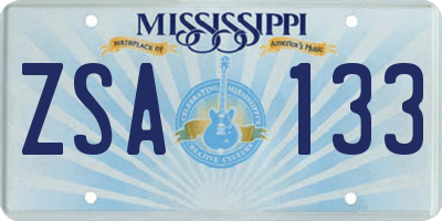 MS license plate ZSA133