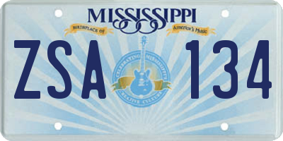 MS license plate ZSA134