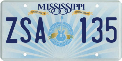 MS license plate ZSA135