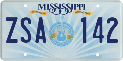 MS license plate ZSA142