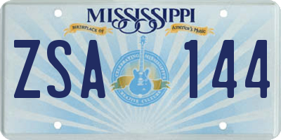 MS license plate ZSA144