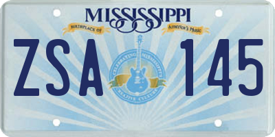 MS license plate ZSA145