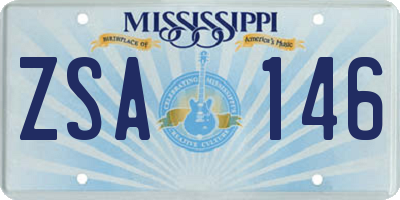 MS license plate ZSA146