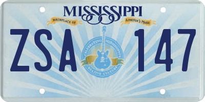 MS license plate ZSA147