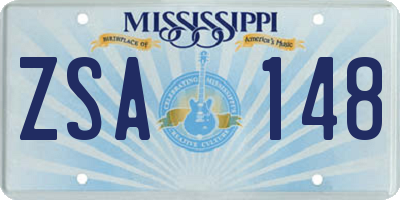 MS license plate ZSA148