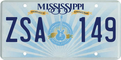 MS license plate ZSA149
