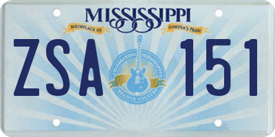 MS license plate ZSA151