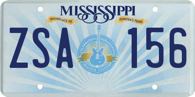 MS license plate ZSA156
