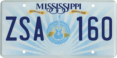 MS license plate ZSA160