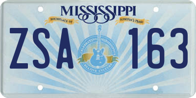 MS license plate ZSA163