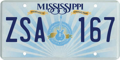 MS license plate ZSA167