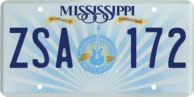MS license plate ZSA172