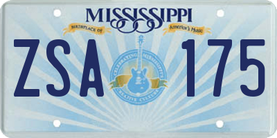 MS license plate ZSA175