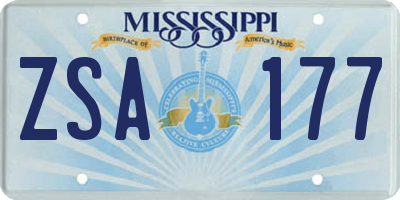 MS license plate ZSA177