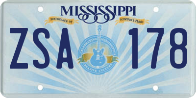 MS license plate ZSA178