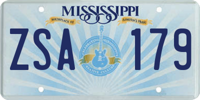 MS license plate ZSA179