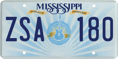 MS license plate ZSA180