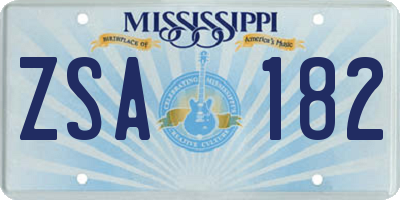 MS license plate ZSA182