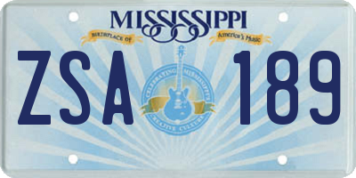 MS license plate ZSA189