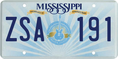 MS license plate ZSA191