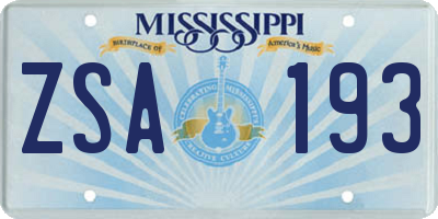 MS license plate ZSA193