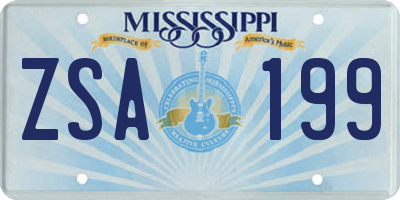 MS license plate ZSA199