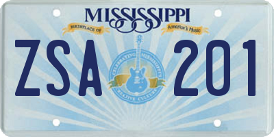 MS license plate ZSA201