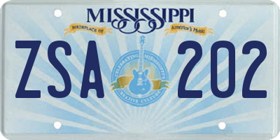 MS license plate ZSA202