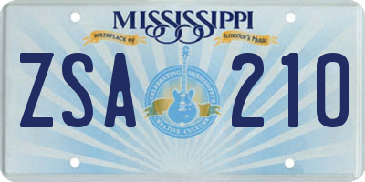 MS license plate ZSA210
