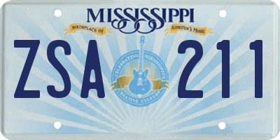 MS license plate ZSA211
