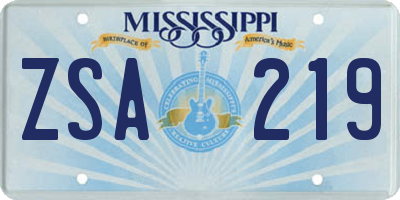 MS license plate ZSA219