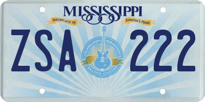 MS license plate ZSA222