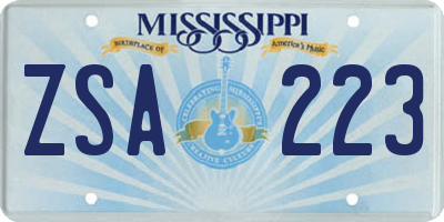 MS license plate ZSA223