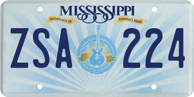 MS license plate ZSA224