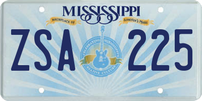 MS license plate ZSA225