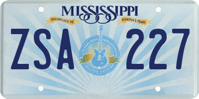 MS license plate ZSA227