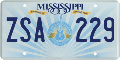MS license plate ZSA229