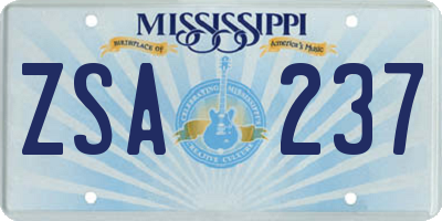 MS license plate ZSA237