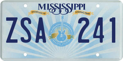 MS license plate ZSA241
