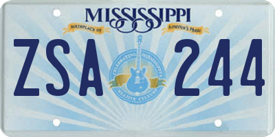 MS license plate ZSA244