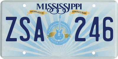 MS license plate ZSA246