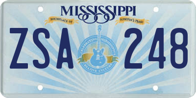 MS license plate ZSA248