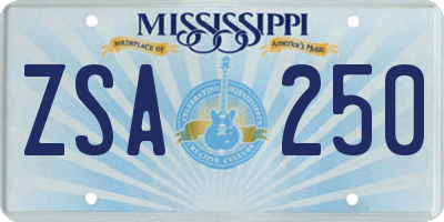 MS license plate ZSA250