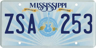 MS license plate ZSA253