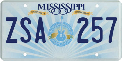 MS license plate ZSA257