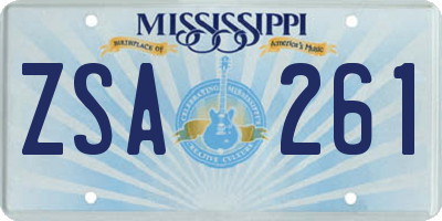 MS license plate ZSA261