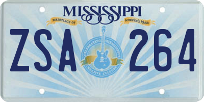 MS license plate ZSA264
