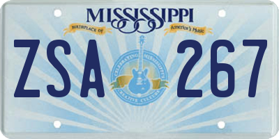 MS license plate ZSA267